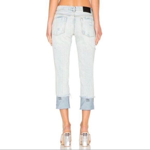 Free People One Teaspoon Awesome Baggies Jeans Straight leg Frayed Light Wash - Picture 16 of 16